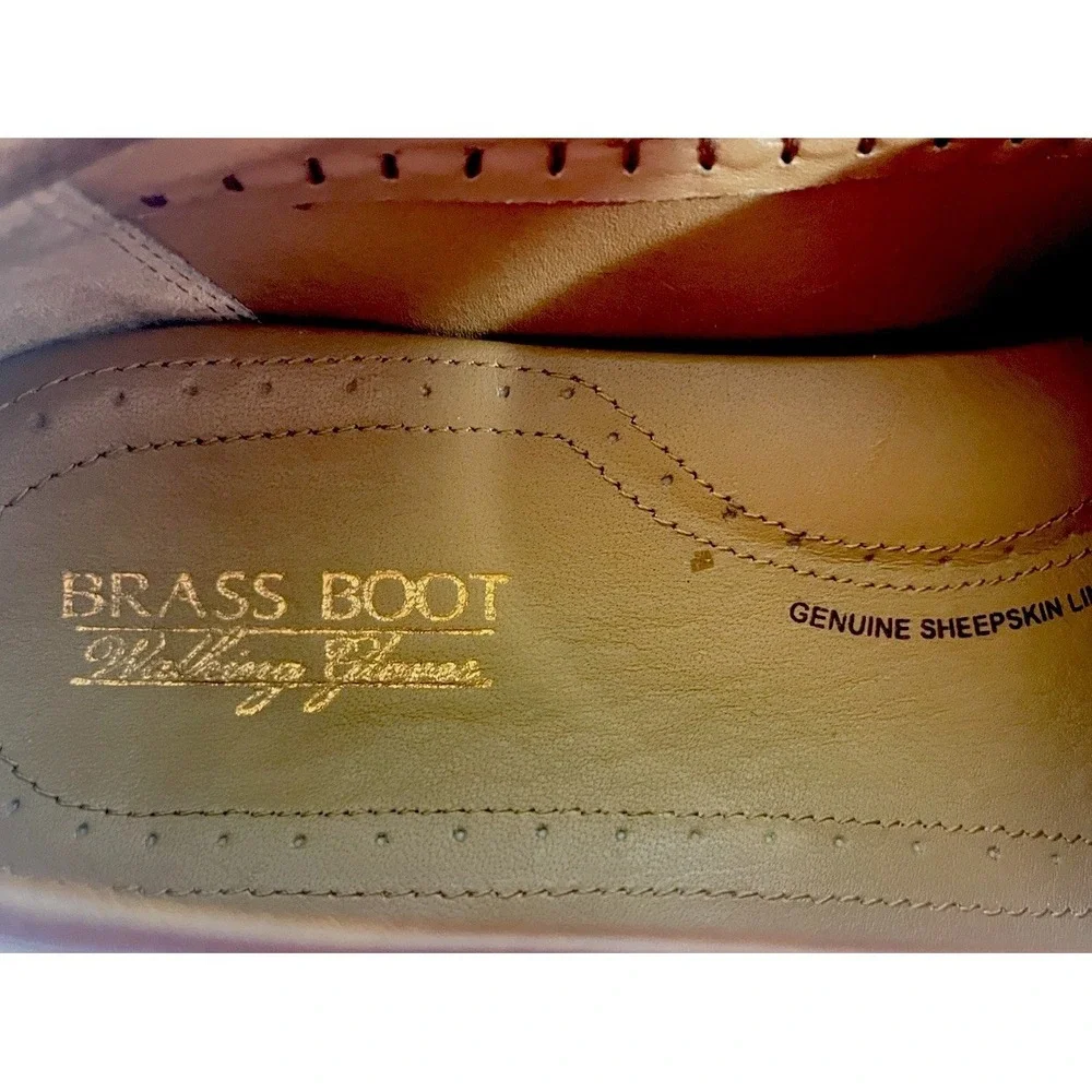 Brass Boot Walking Gloves Brown Woven Tassel Loafers Men's 11.5M Leather Slip On